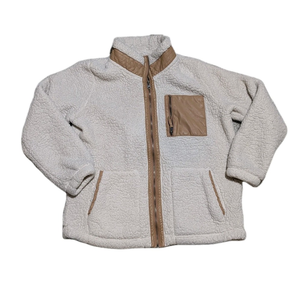 Abercrombie & Fitch Soft Women's White Full Zip Sherpa Fleece Jacket Size XL